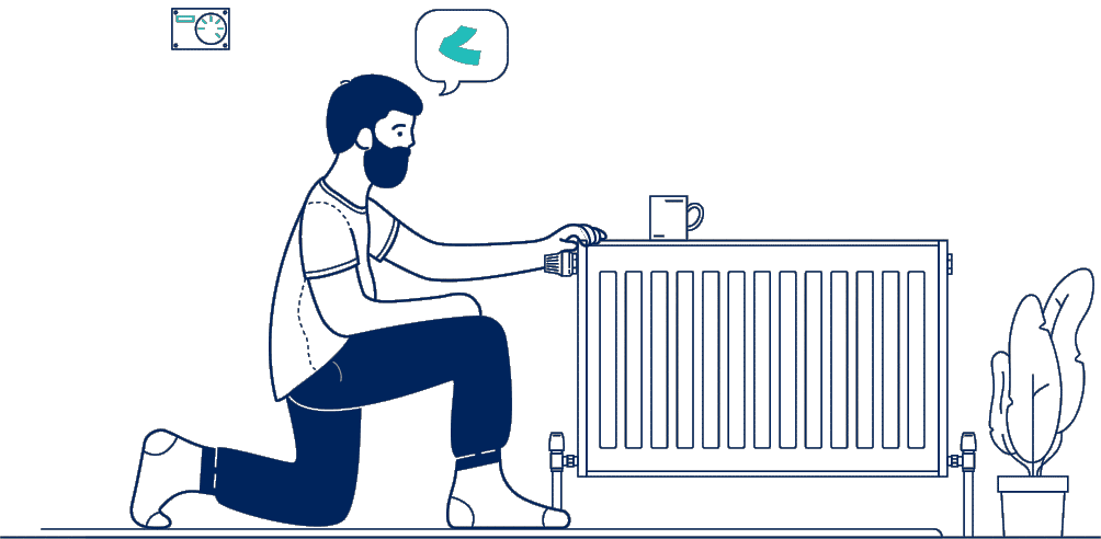 man kneeling down by a home radiator