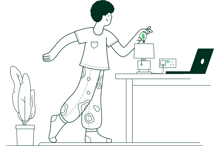 person changing a lightbulb in a lamp at home